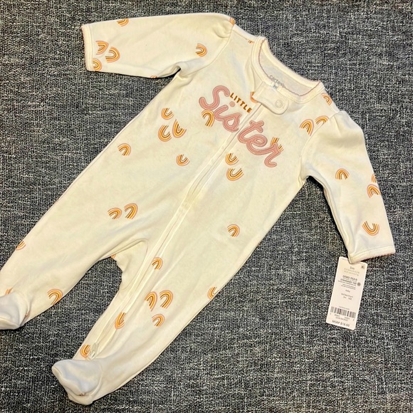 ☀️ 3 / $15 Sale ☀️ Carters 3 mo little Sister Pajamas, zip up front - Picture 2 of 4